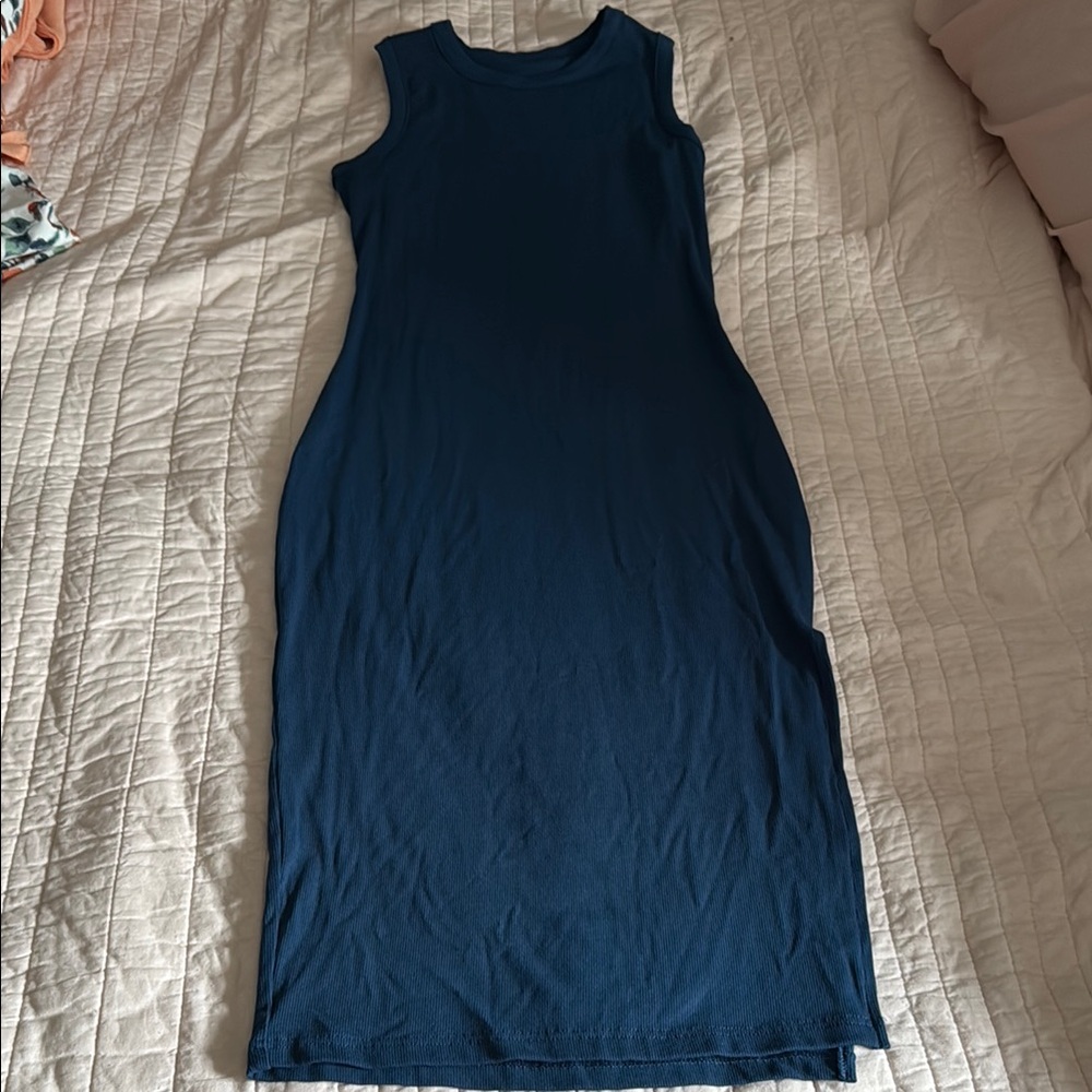 NWOT Elegant Navy Blue Sleeveless Dress - Picture 5 of 8